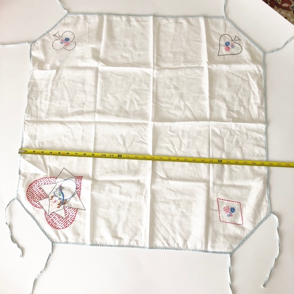 VTG Set Card Table Cover w Ties Hand Embroidered, Handmade Coasters Poker Bridge - Picture 8 of 12